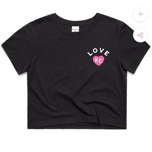 Black Crop Top with Pink Heart by Quikflip